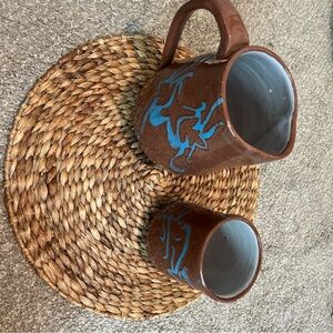 Ceramic Pitcher and Mug Set. Pottery Kitchen Utensils Drinking glasses